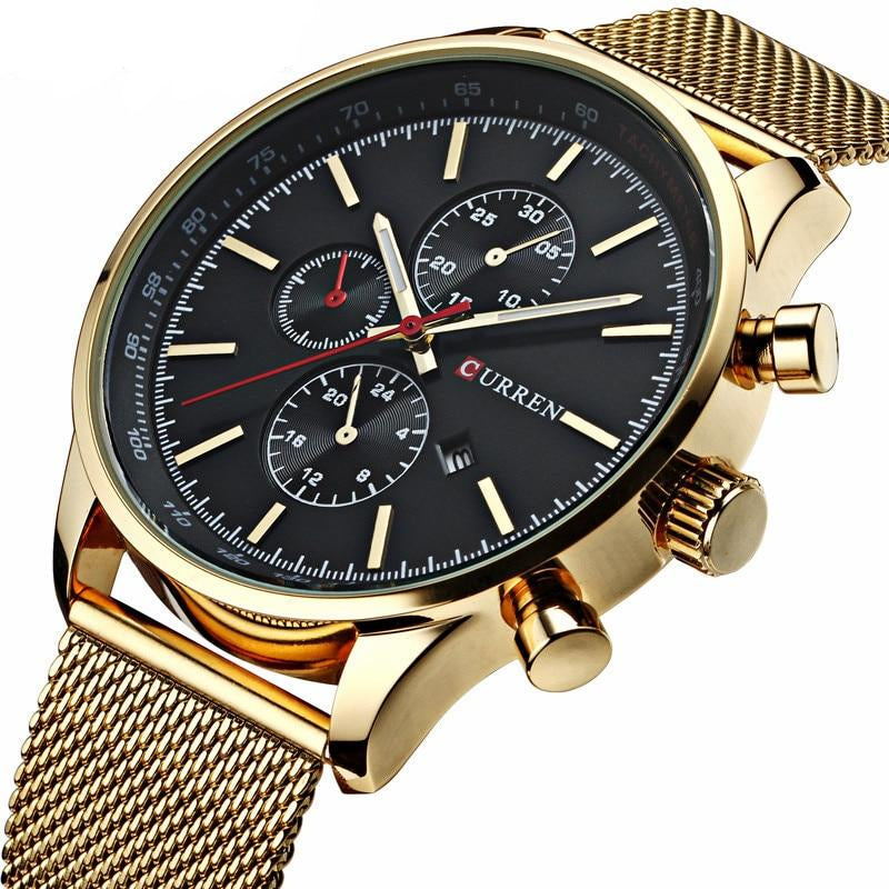 Classic Metal Wristwatch with Calendar