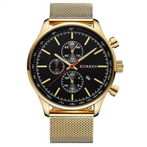 Classic Metal Wristwatch with Calendar