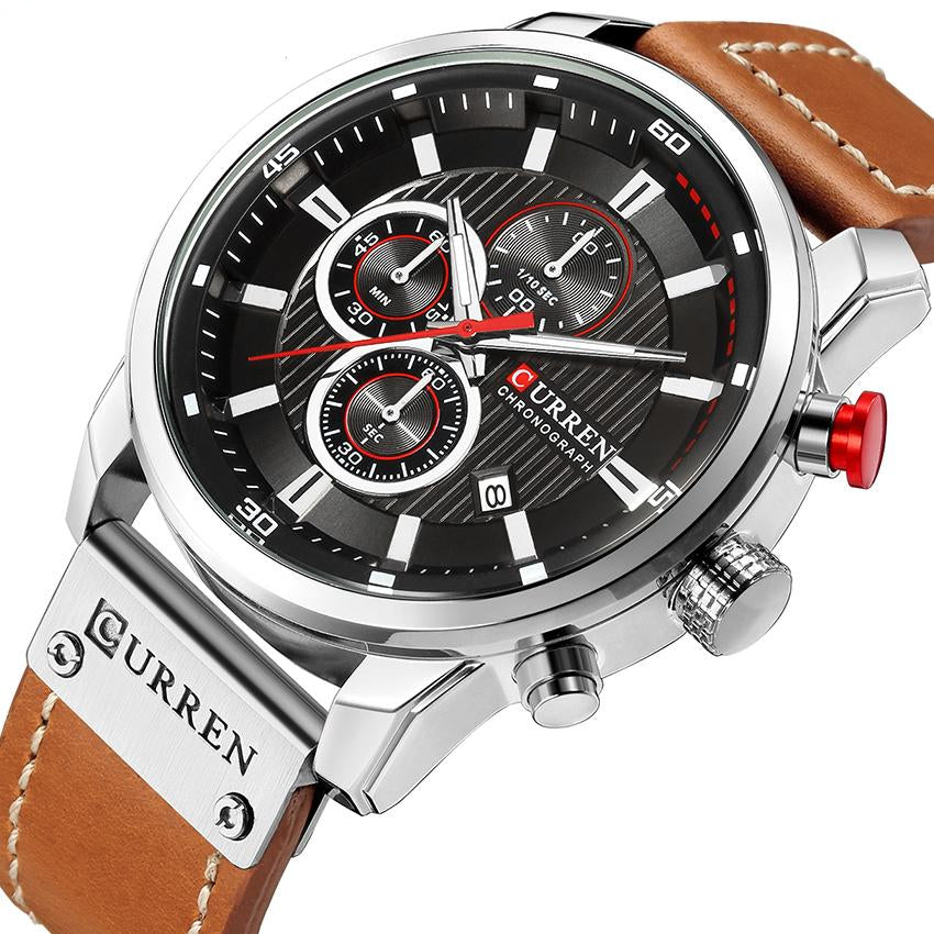 Sport Watches Leather Strap Quartz Wristwatch