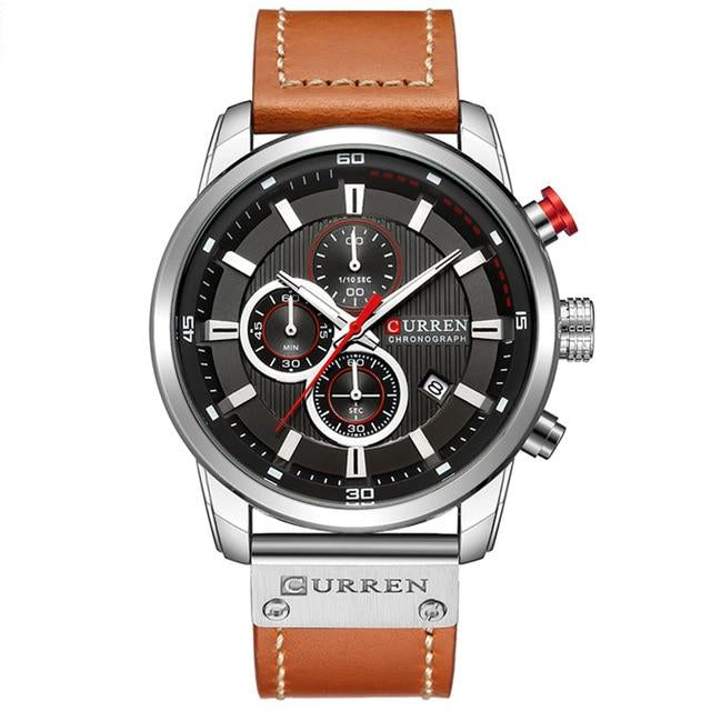 Sport Watches Leather Strap Quartz Wristwatch