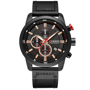 Sport Watches Leather Strap Quartz Wristwatch