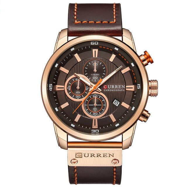 Sport Watches Leather Strap Quartz Wristwatch