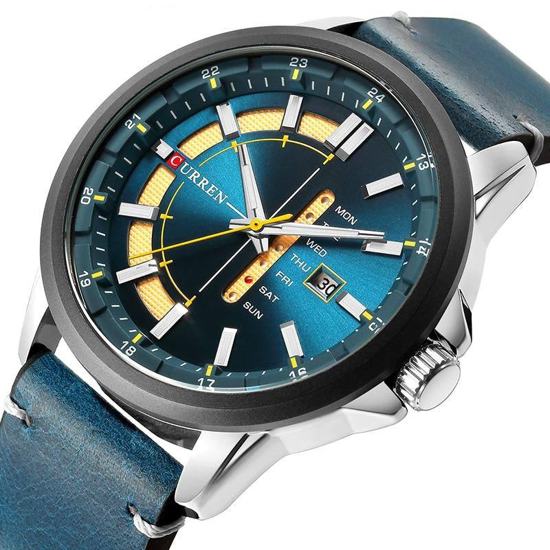 Design Dial Quartz Wristwatch Leather Strap