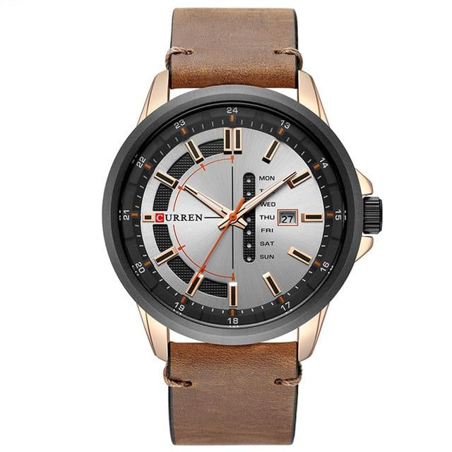 Design Dial Quartz Wristwatch Leather Strap