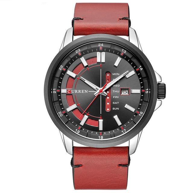 Design Dial Quartz Wristwatch Leather Strap