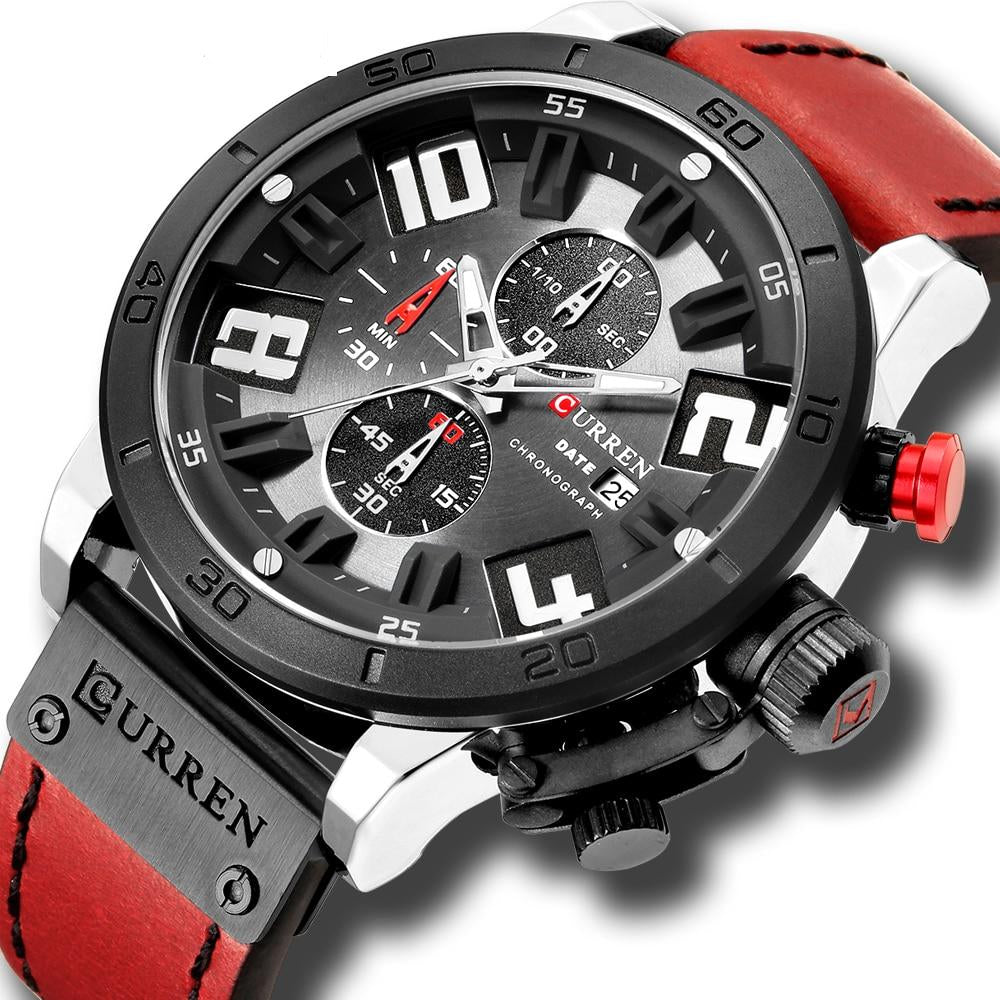 Leather Strap Sport Quartz Watch