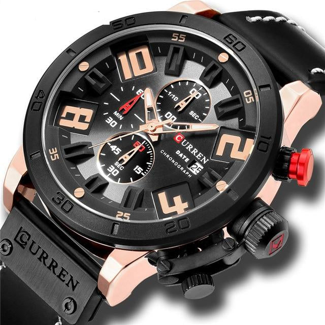Leather Strap Sport Quartz Watch