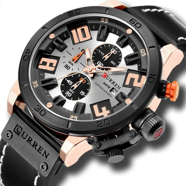 Leather Strap Sport Quartz Watch