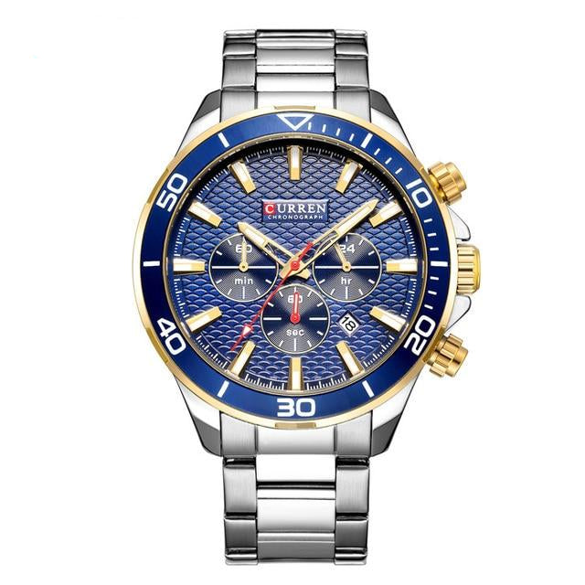 Chronograph Metal Wristwatch with Calendar
