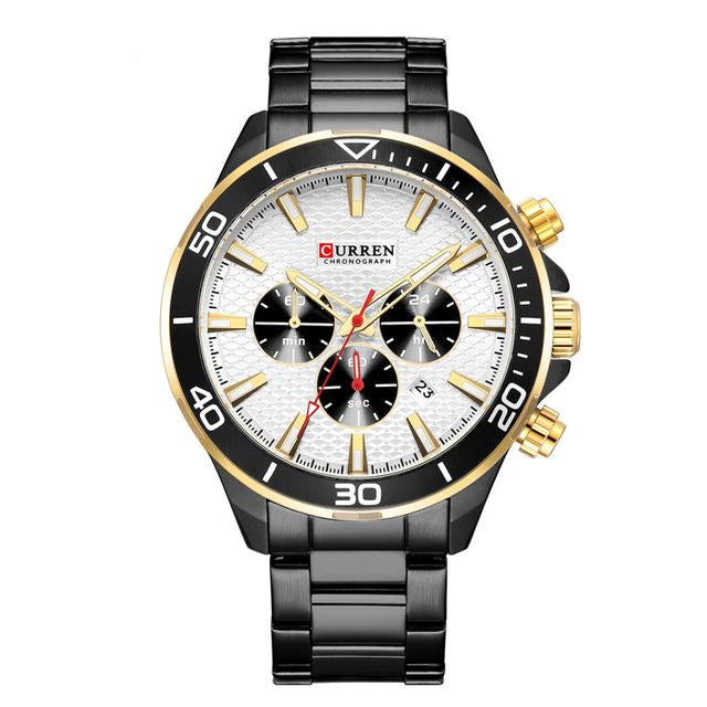 Chronograph Metal Wristwatch with Calendar