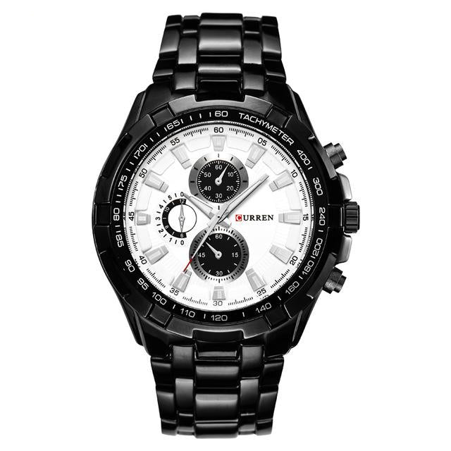 Silver And Black Metal Analog Quartz Wristwatch