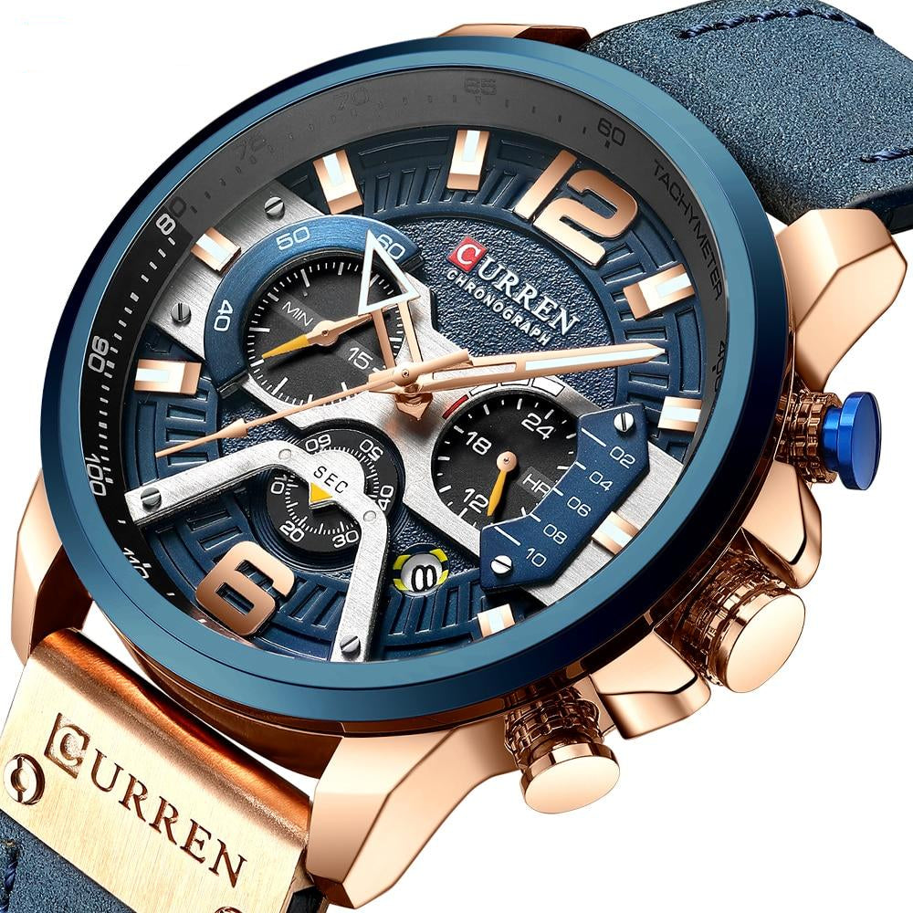 Leather Wrist Watches Man Clock