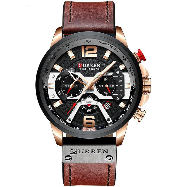 Leather Wrist Watches Man Clock