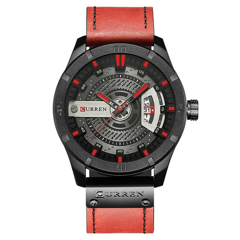 Wristwatch Leather Strap Male Clock