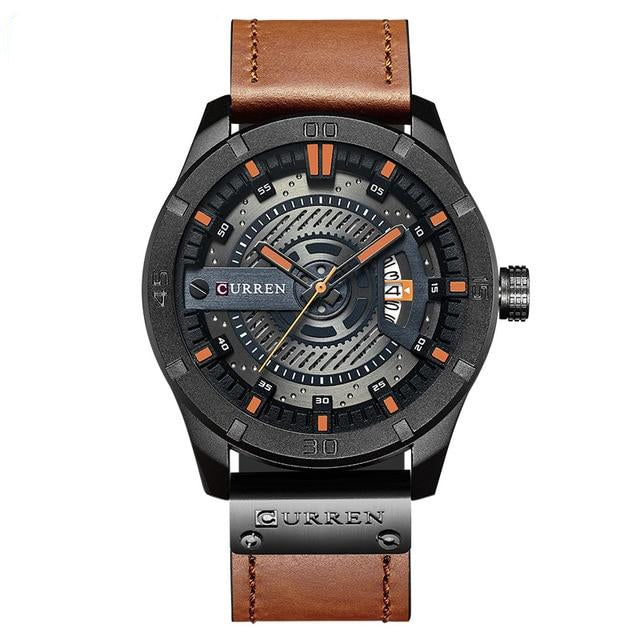 Wristwatch Leather Strap Male Clock