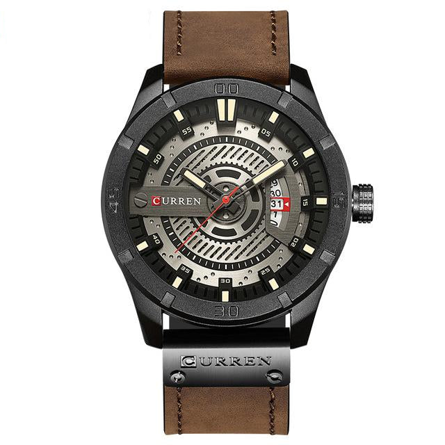 Wristwatch Leather Strap Male Clock