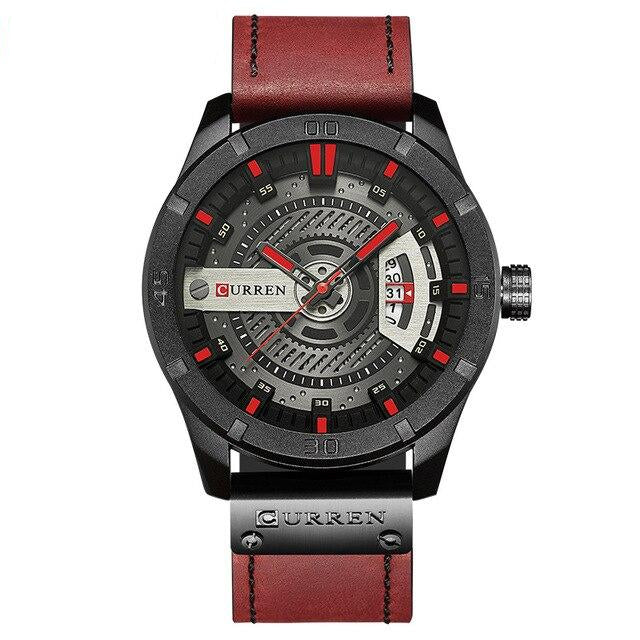 Wristwatch Leather Strap Male Clock
