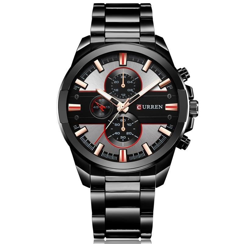 Metal Wristband with Calendar Wristwatch