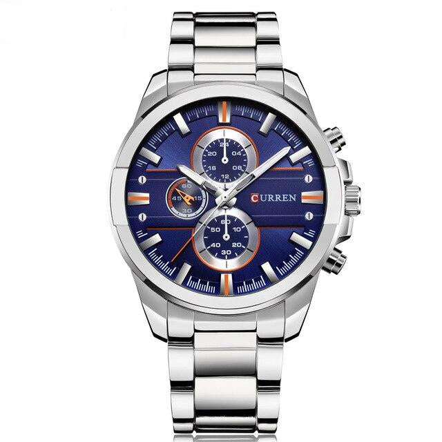 Metal Wristband with Calendar Wristwatch