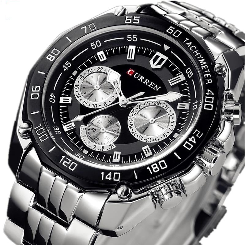 Full Metal with Calendar,Tachymeter Wristwatch