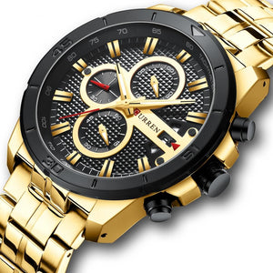 Gold Display with Calendar Chronograph Wristwatch