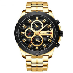 Gold Display with Calendar Chronograph Wristwatch