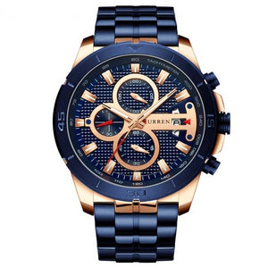 Gold Display with Calendar Chronograph Wristwatch