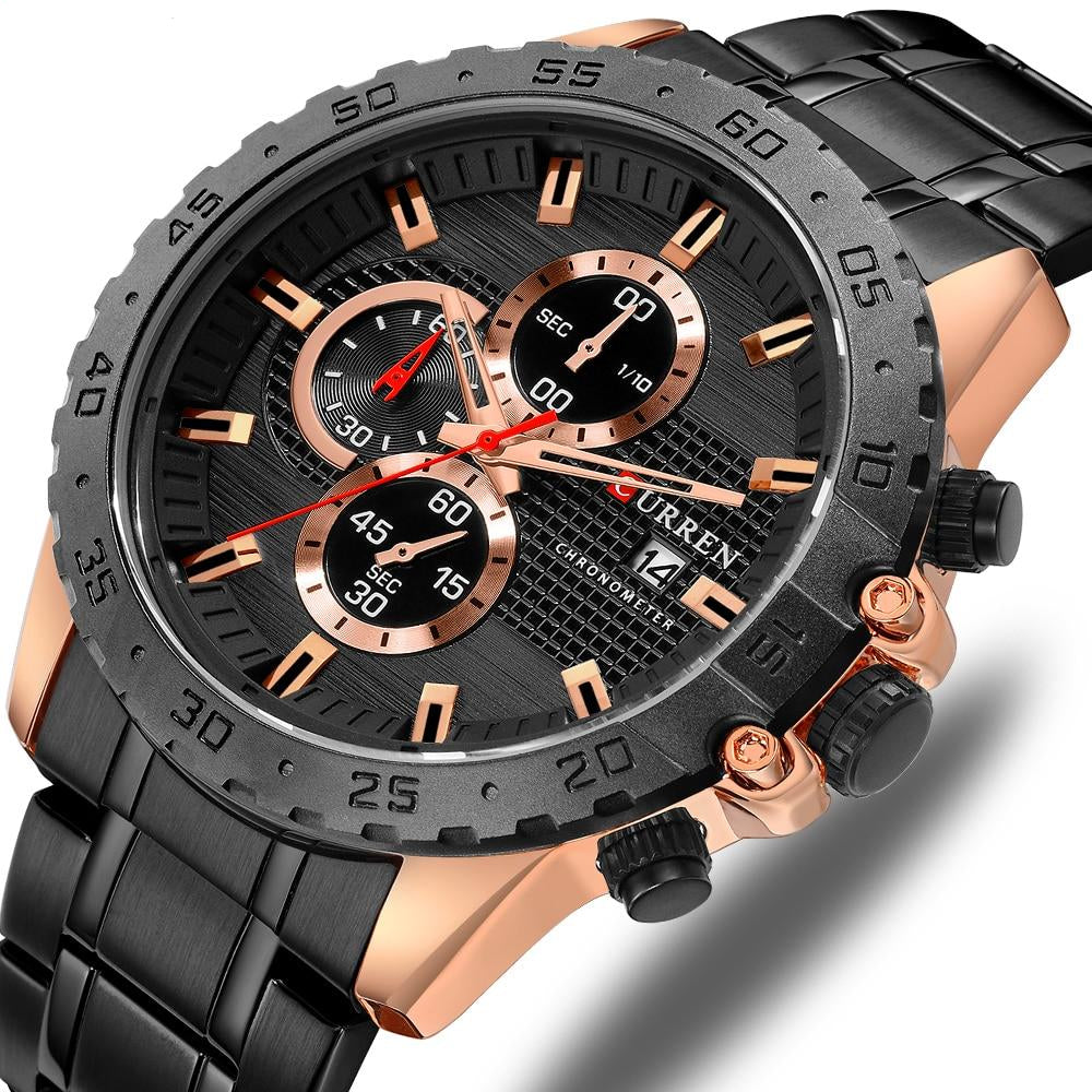 Luxury Stainless Steel Wristwatch Chronograph Sport Clock Male