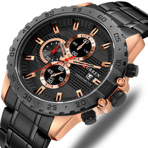 Luxury Stainless Steel Wristwatch Chronograph Sport Clock Male
