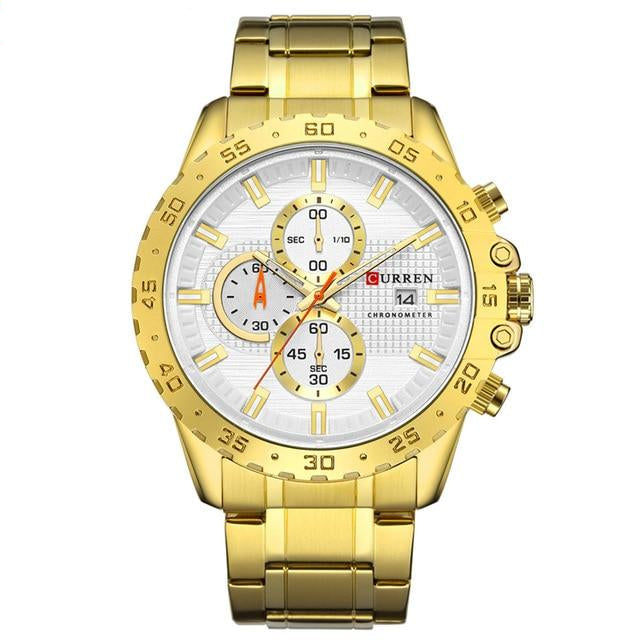 Luxury Stainless Steel Wristwatch Chronograph Sport Clock Male
