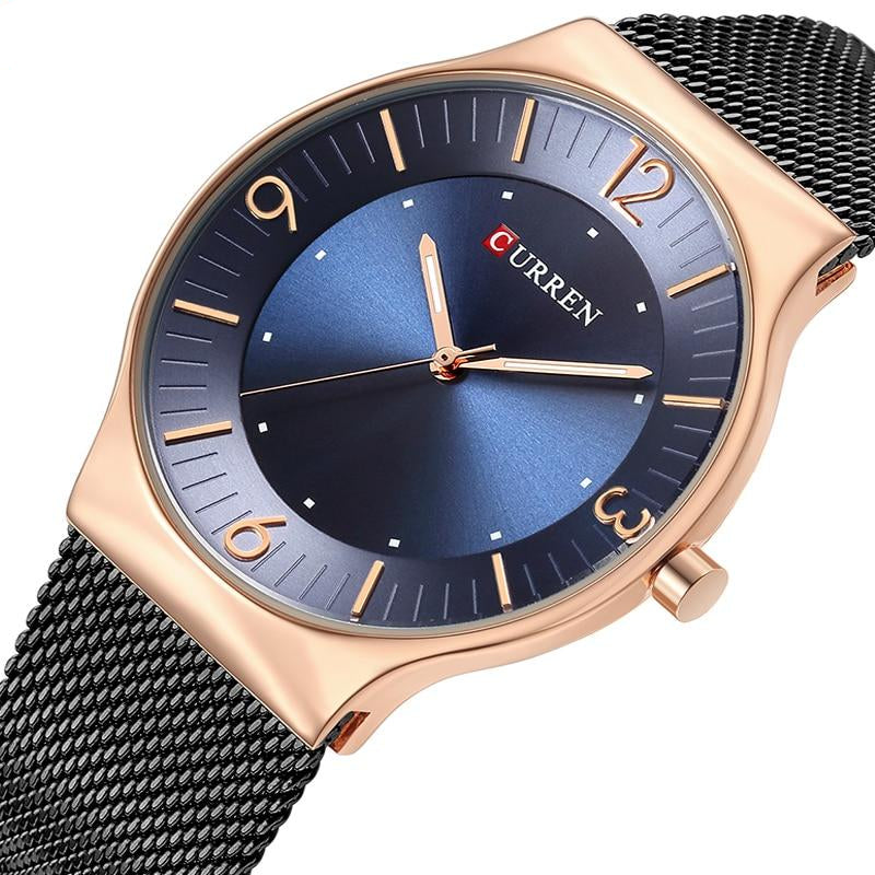 Black And Navy Blue Quartz Waterproof Watch