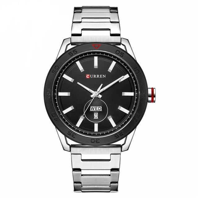 Calendar Black Quartz Stainless Steel Band WatchWrist