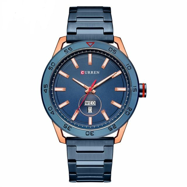 Calendar Black Quartz Stainless Steel Band WatchWrist