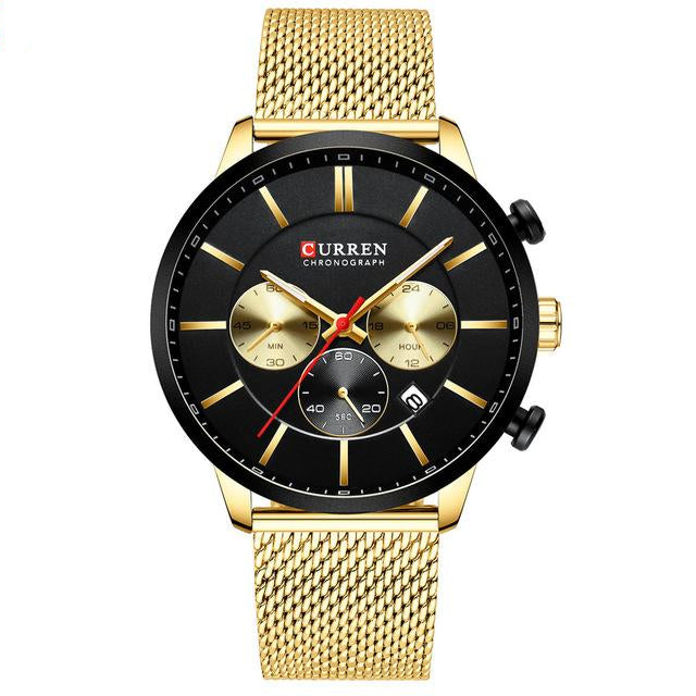 Waterproof Quartz Wristwatch Blue Steel Clock