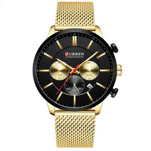 Waterproof Quartz Wristwatch Blue Steel Clock