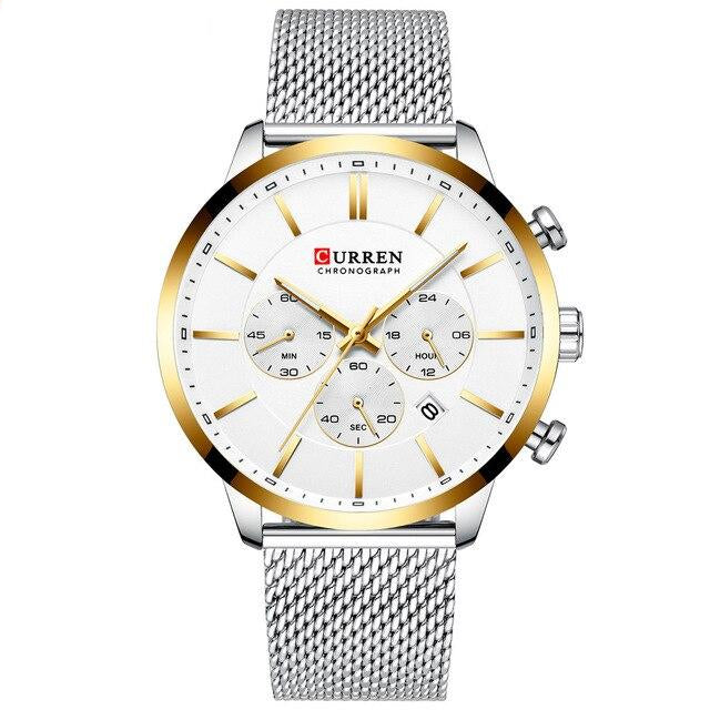 Waterproof Quartz Wristwatch Blue Steel Clock