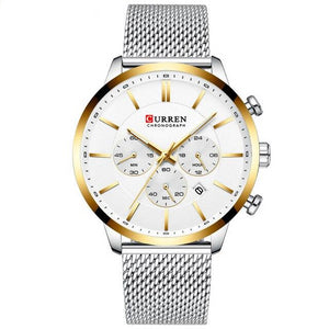 Waterproof Quartz Wristwatch Blue Steel Clock