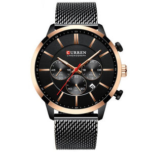 Waterproof Quartz Wristwatch Blue Steel Clock