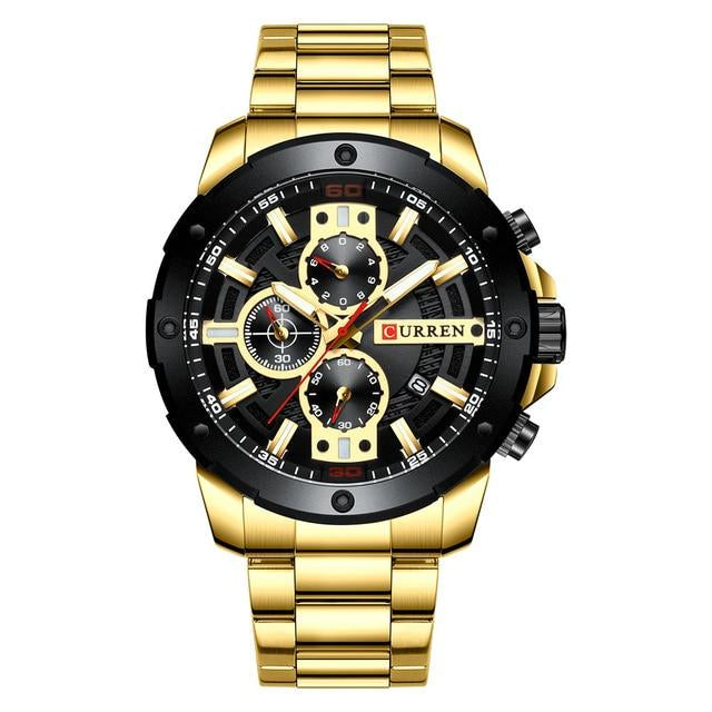 Chronograph Metal Frame with Calendar Watch