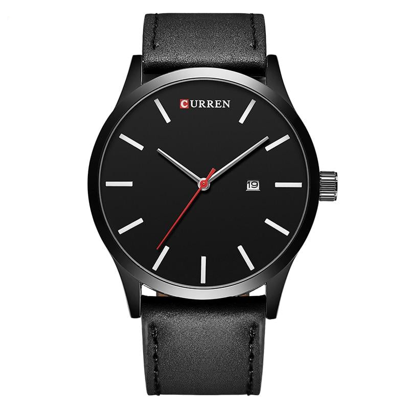Black Leather Wrist Watch