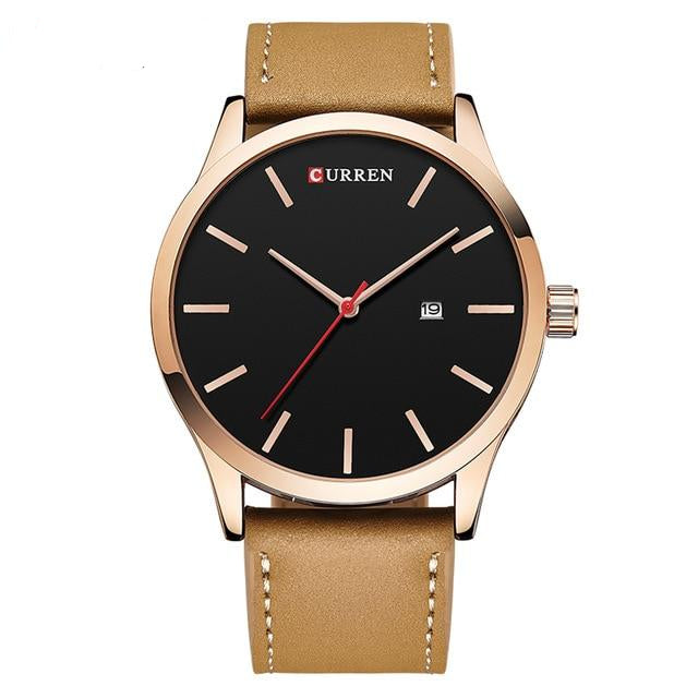 Black Leather Wrist Watch