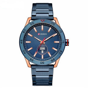 Stainless Steel Band Waterproof Wristwatch with Week